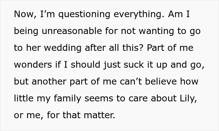 Widow Refuses To Go To Sister's Wedding After She And Entire Family Downplay Her Late Wife's Death Widow Refuses To Go To Sister's Wedding After She And Entire Family Downplay Her Late Wife's Death
