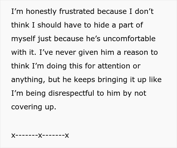 Text about a woman conflicted over removing her sleeve tattoo due to her boyfriend's discomfort. Text about a woman conflicted over removing her sleeve tattoo due to her boyfriend's discomfort.