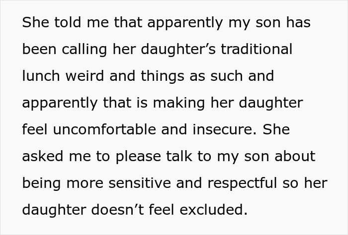 Mother Thinks Her Son Bullying Classmate About Her "Weird" Lunch Is Normal, Gets A Reality Check Mother Thinks Her Son Bullying Classmate About Her "Weird" Lunch Is Normal, Gets A Reality Check