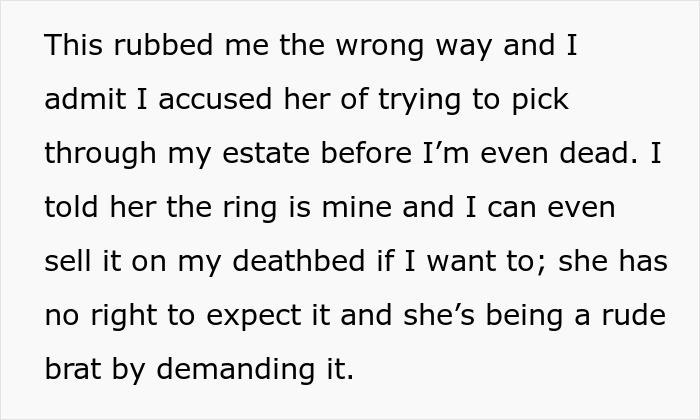 DIL Demands That MIL Give Up Her Emerald Ring As An Heirloom Engagement Ring, Is Told To Get Out DIL Demands That MIL Give Up Her Emerald Ring As An Heirloom Engagement Ring, Is Told To Get Out