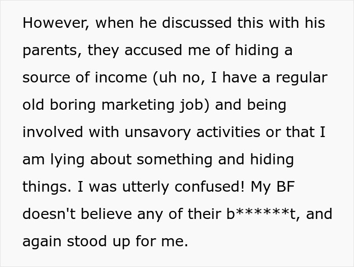 GF Earns More Than BF, His Manipulative Parents Demand To See Her Bank Statements, She’s Aghast GF Earns More Than BF, His Manipulative Parents Demand To See Her Bank Statements, She’s Aghast