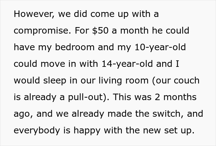 Eldest Son Says He Will Move Out Unless He Gets A Separate Room, Is Told To Pay Rent Eldest Son Says He Will Move Out Unless He Gets A Separate Room, Is Told To Pay Rent