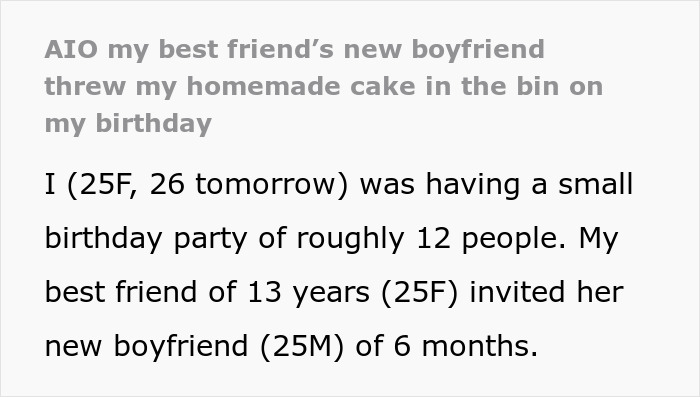 Woman Bakes Her Own B-Day Cake For Party, Friend's New BF Slams His Slice In The Trash Woman Bakes Her Own B-Day Cake For Party, Friend's New BF Slams His Slice In The Trash