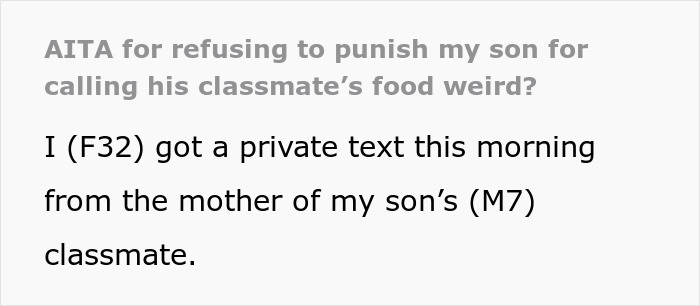 Mother Thinks Her Son Bullying Classmate About Her "Weird" Lunch Is Normal, Gets A Reality Check Mother Thinks Her Son Bullying Classmate About Her "Weird" Lunch Is Normal, Gets A Reality Check