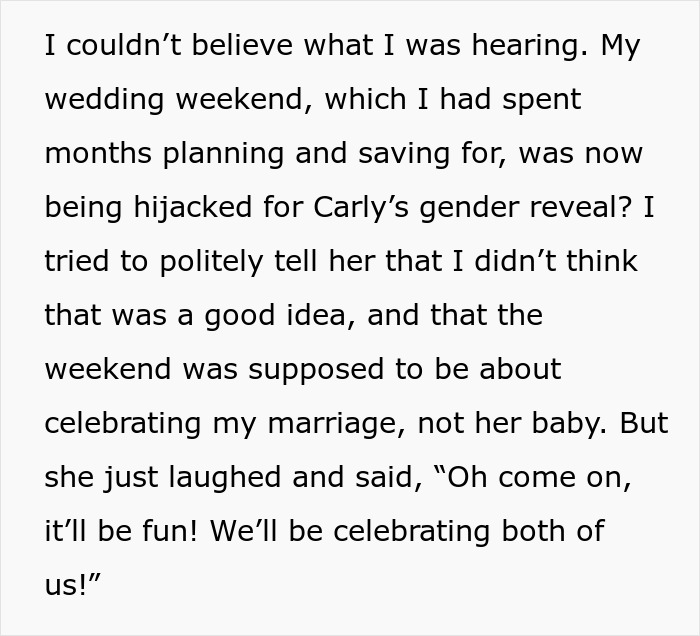 Pregnant Sister Plans Her Gender Reveal On Woman’s Wedding Weekend, Gets Uninvited Pregnant Sister Plans Her Gender Reveal On Woman’s Wedding Weekend, Gets Uninvited