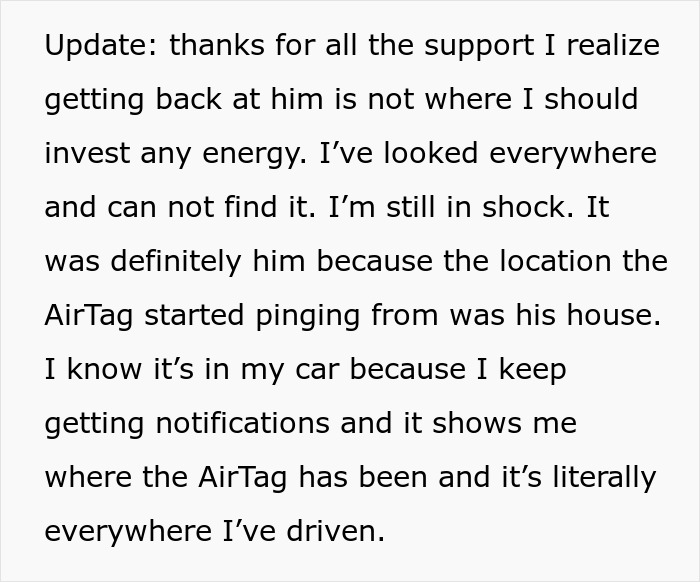 BF Says He Wants To Be Certain That His GF Is "Solid", Decides To Hide AirTag In Her Car BF Says He Wants To Be Certain That His GF Is "Solid", Decides To Hide AirTag In Her Car