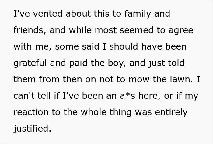 Kid Cuts Neighbors' Lawn To Earn Some Cash, Man Refuses To Pay Him, Mom Goes Livid Kid Cuts Neighbors' Lawn To Earn Some Cash, Man Refuses To Pay Him, Mom Goes Livid