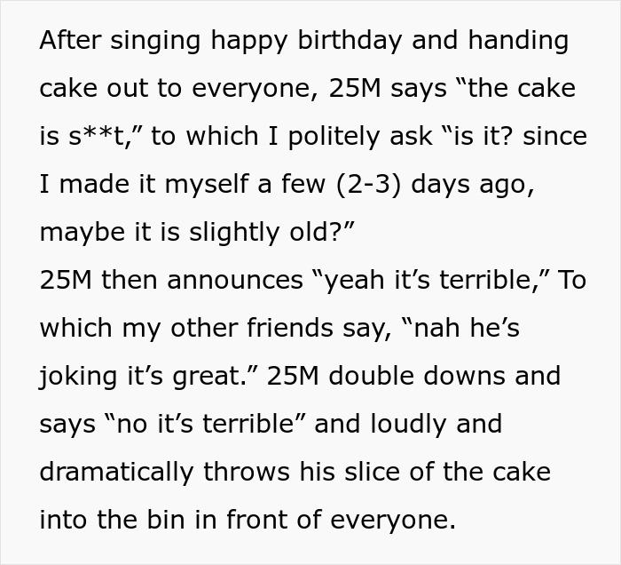 Woman Bakes Her Own B-Day Cake For Party, Friend's New BF Slams His Slice In The Trash Woman Bakes Her Own B-Day Cake For Party, Friend's New BF Slams His Slice In The Trash