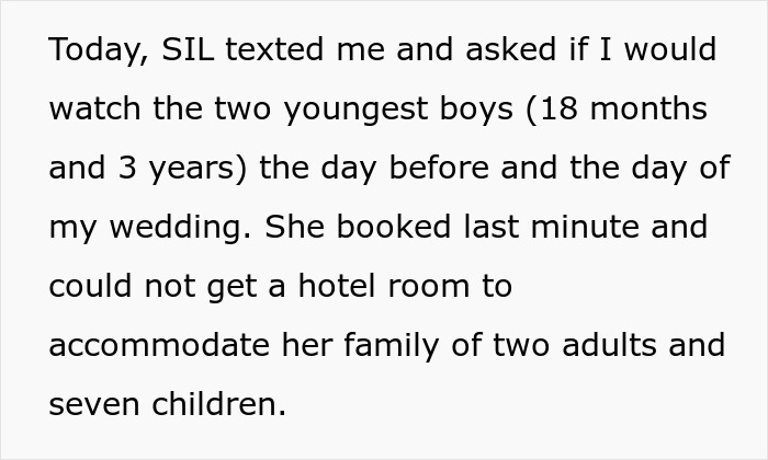 SIL Asks Bride To Babysit During Her Wedding, Is Shocked She’s Told Absolutely No SIL Asks Bride To Babysit During Her Wedding, Is Shocked She’s Told Absolutely No