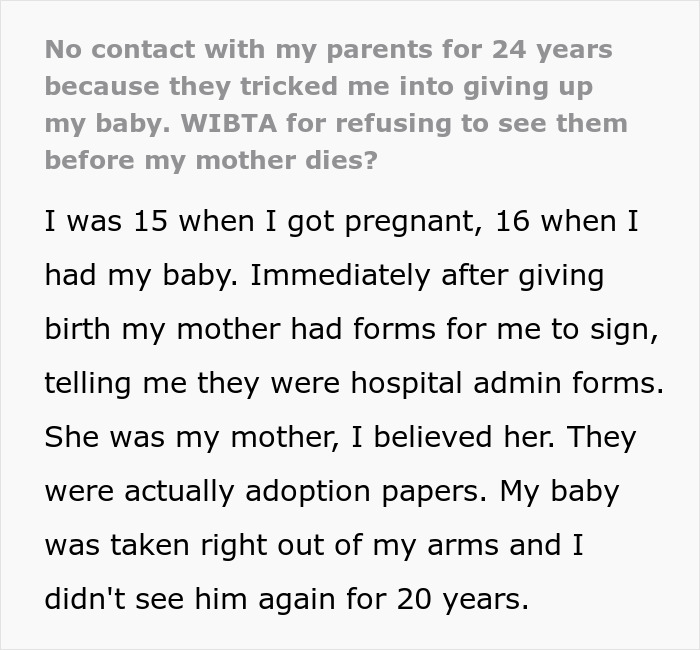 Woman Goes No-Contact With Parents After They “Steal” Her Baby, Now They Want Reconciliation Woman Goes No-Contact With Parents After They “Steal” Her Baby, Now They Want Reconciliation