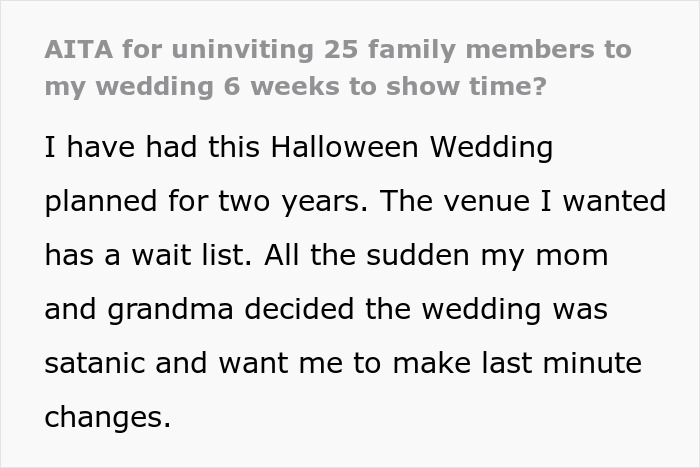 25 Guests Start Complaining Over This Bride's Halloween Wedding Theme, She Cancels Their Invites 25 Guests Start Complaining Over This Bride's Halloween Wedding Theme, She Cancels Their Invites