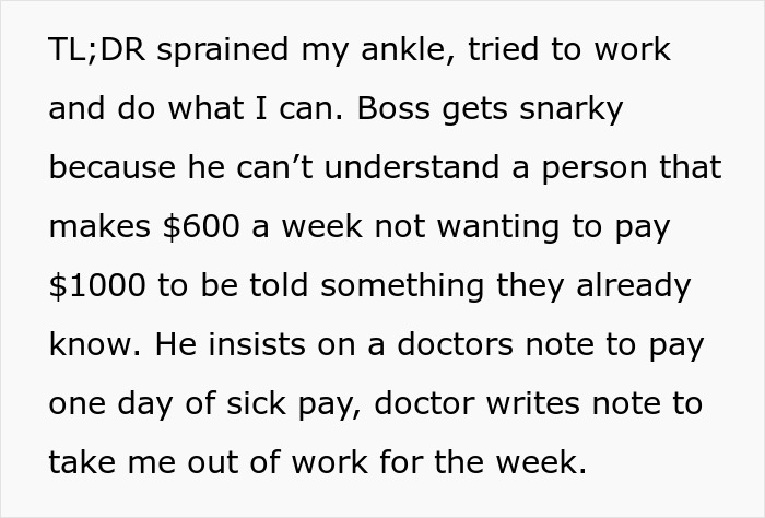 One Sick Day Turns Into Whole Week Off For Employee Who Maliciously Complied With Boss's Request One Sick Day Turns Into Whole Week Off For Employee Who Maliciously Complied With Boss's Request