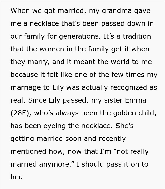 Widow Refuses To Go To Sister's Wedding After She And Entire Family Downplay Her Late Wife's Death Widow Refuses To Go To Sister's Wedding After She And Entire Family Downplay Her Late Wife's Death