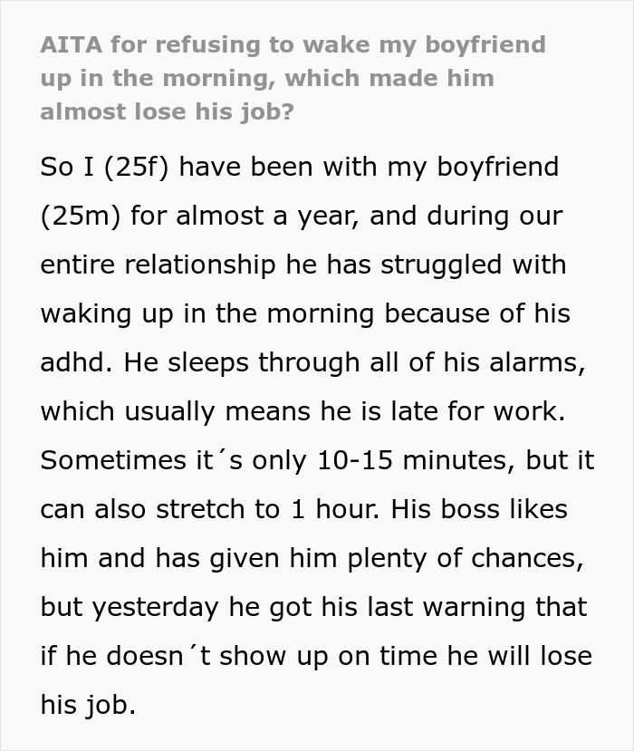 Woman Refuses To Wake BF Up In The Morning, He Almost Loses His Job Over It Woman Refuses To Wake BF Up In The Morning, He Almost Loses His Job Over It
