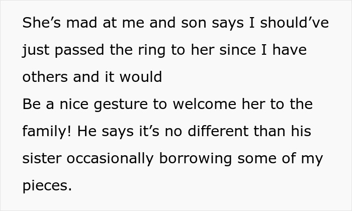 DIL Demands That MIL Give Up Her Emerald Ring As An Heirloom Engagement Ring, Is Told To Get Out DIL Demands That MIL Give Up Her Emerald Ring As An Heirloom Engagement Ring, Is Told To Get Out