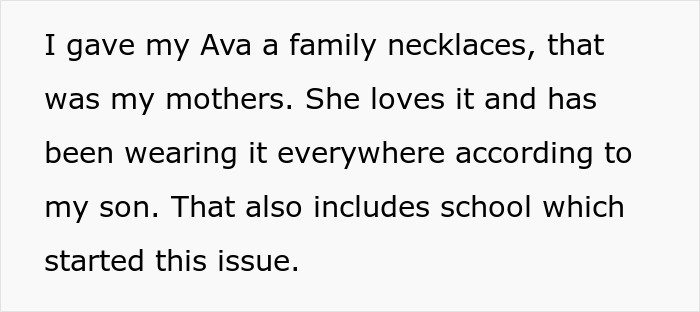 Text describing a grandkid's fondness for a family necklace, highlighting a cherished relationship. Text describing a grandkid's fondness for a family necklace, highlighting a cherished relationship.