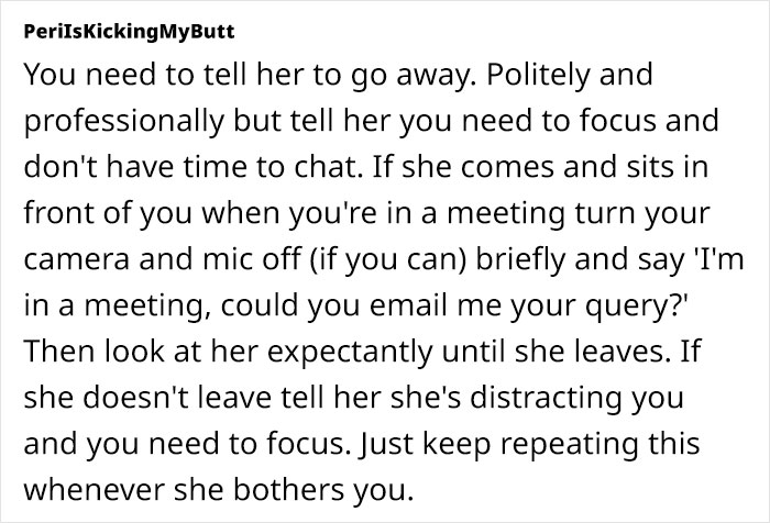 Woman Sick Of Clingy Coworker Who Complains About Everything And Invades Her Privacy Woman Sick Of Clingy Coworker Who Complains About Everything And Invades Her Privacy
