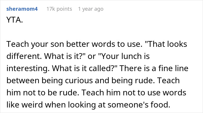 Mother Thinks Her Son Bullying Classmate About Her "Weird" Lunch Is Normal, Gets A Reality Check Mother Thinks Her Son Bullying Classmate About Her "Weird" Lunch Is Normal, Gets A Reality Check