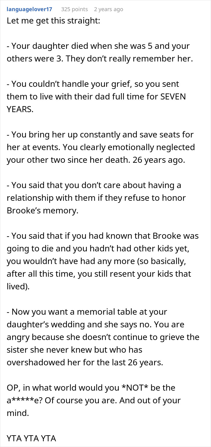 Grieving Mom Insists On Honoring Her Lost Child At Daughter’s Wedding, Gets A Hit Of Reality Grieving Mom Insists On Honoring Her Lost Child At Daughter’s Wedding, Gets A Hit Of Reality
