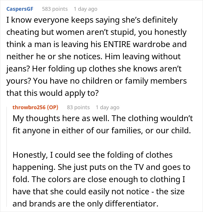 Guy Inexplicably Keeps Finding Other Men’s Clothes In His House After Being Away, Wife Has No Idea Guy Inexplicably Keeps Finding Other Men’s Clothes In His House After Being Away, Wife Has No Idea