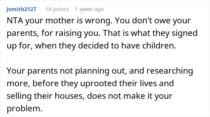 Woman Refuses To Take In Her Parents After They Regretted Pursuing Their Dream, Is Called Selfish Woman Refuses To Take In Her Parents After They Regretted Pursuing Their Dream, Is Called Selfish