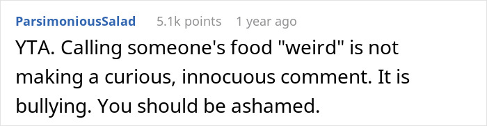 Mother Thinks Her Son Bullying Classmate About Her "Weird" Lunch Is Normal, Gets A Reality Check Mother Thinks Her Son Bullying Classmate About Her "Weird" Lunch Is Normal, Gets A Reality Check