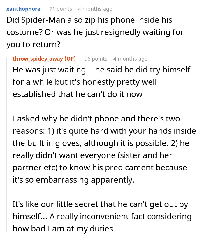 Husband Finds Being Trapped In Spiderman Suit Twice In 4 Years By Wife Less Than Funny Husband Finds Being Trapped In Spiderman Suit Twice In 4 Years By Wife Less Than Funny