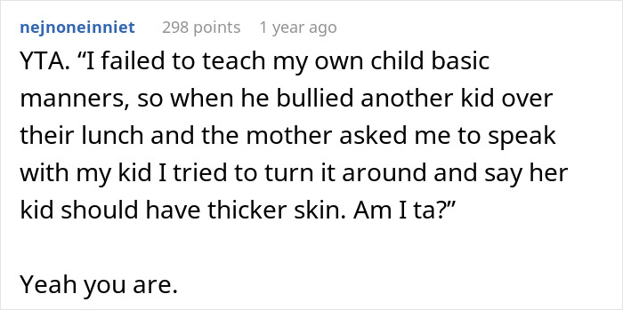 Mother Thinks Her Son Bullying Classmate About Her "Weird" Lunch Is Normal, Gets A Reality Check Mother Thinks Her Son Bullying Classmate About Her "Weird" Lunch Is Normal, Gets A Reality Check