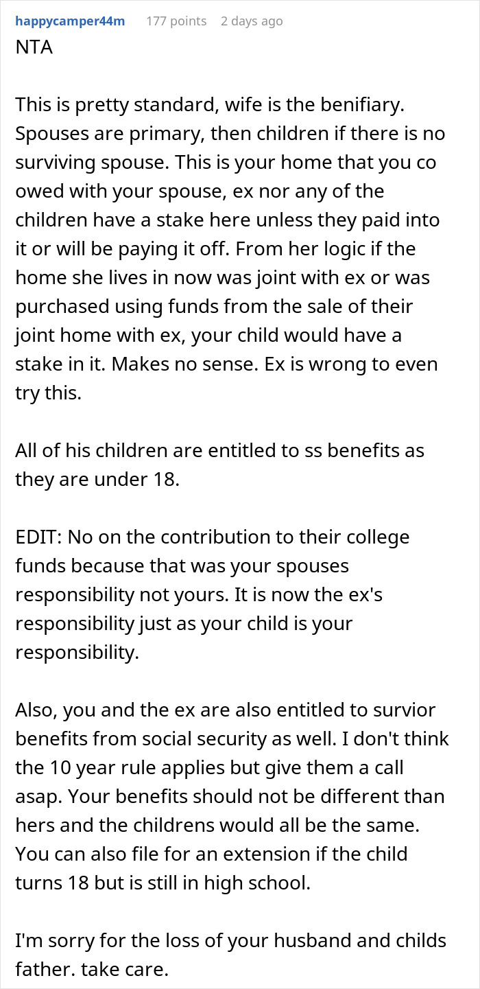 Woman Wants To Get Half Of Ex-Husband’s Inheritance For Kids, Gets A Reality Check From New Wife Woman Wants To Get Half Of Ex-Husband’s Inheritance For Kids, Gets A Reality Check From New Wife