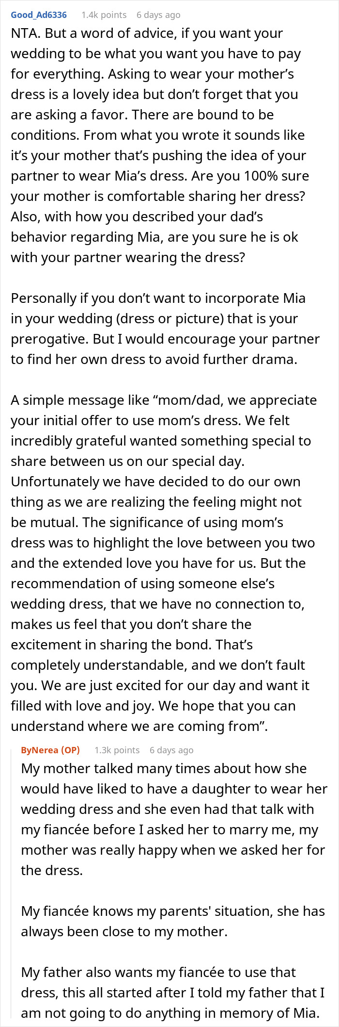 Dad Pressures His Soon-To-Be DIL To Wear His Late Wife’s Wedding Dress Decades After She Died Dad Pressures His Soon-To-Be DIL To Wear His Late Wife’s Wedding Dress Decades After She Died