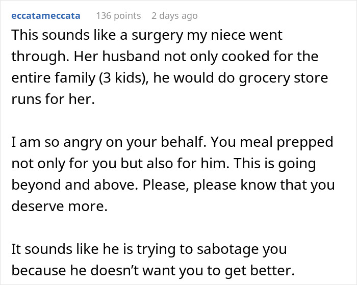 Wife Considers Ending Marriage After Husband Eats Her Carefully Prepared Surgery Recovery Food Wife Considers Ending Marriage After Husband Eats Her Carefully Prepared Surgery Recovery Food