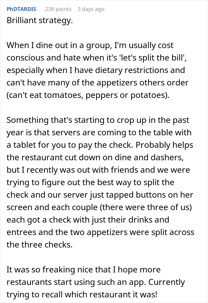 Guy Starts Ordering A Lot Of Food After Coworkers Refuse To Stop Splitting The Bill Guy Starts Ordering A Lot Of Food After Coworkers Refuse To Stop Splitting The Bill