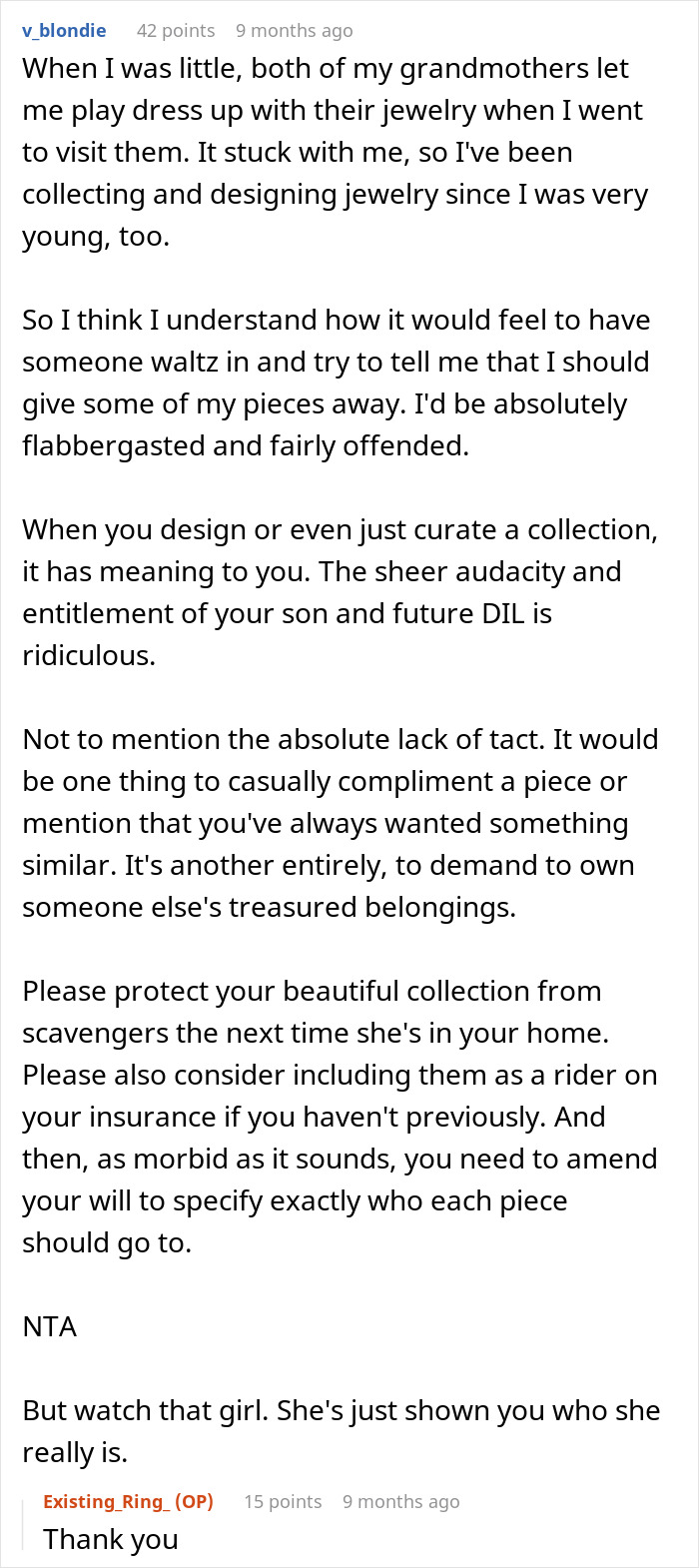 DIL Demands That MIL Give Up Her Emerald Ring As An Heirloom Engagement Ring, Is Told To Get Out DIL Demands That MIL Give Up Her Emerald Ring As An Heirloom Engagement Ring, Is Told To Get Out