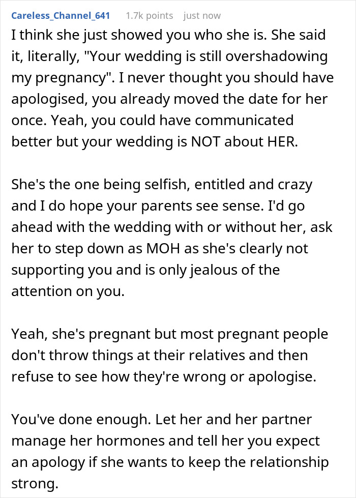 Bride Refuses To Move Her Wedding Once Again Just Because Of Her Pregnant MOH Bride Refuses To Move Her Wedding Once Again Just Because Of Her Pregnant MOH