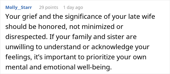 Widow Refuses To Go To Sister's Wedding After She And Entire Family Downplay Her Late Wife's Death Widow Refuses To Go To Sister's Wedding After She And Entire Family Downplay Her Late Wife's Death