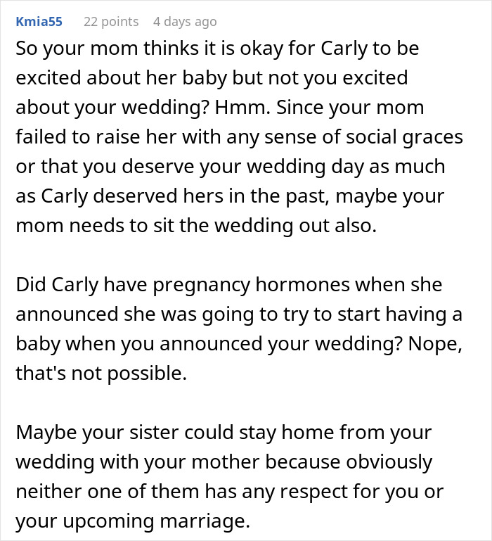Pregnant Sister Plans Her Gender Reveal On Woman’s Wedding Weekend, Gets Uninvited Pregnant Sister Plans Her Gender Reveal On Woman’s Wedding Weekend, Gets Uninvited