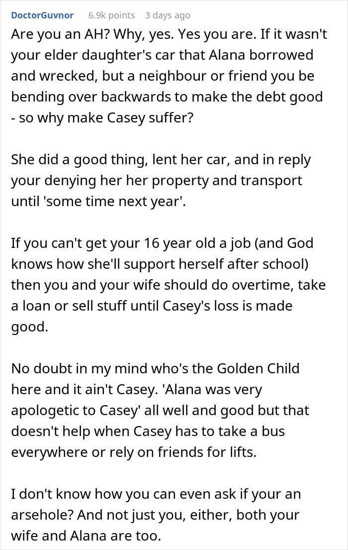 Girl Rejects Family’s Apology After Sister Wrecks Her Car, Gives Parents An Ultimatum Girl Rejects Family’s Apology After Sister Wrecks Her Car, Gives Parents An Ultimatum