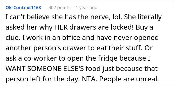 Woman Tired Of Office Food Thieves Locks Her Snacks Up, Gets Confronted By One Of Them Woman Tired Of Office Food Thieves Locks Her Snacks Up, Gets Confronted By One Of Them
