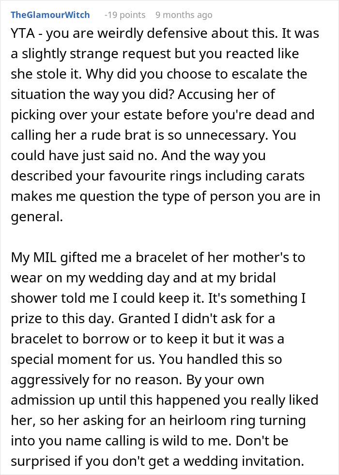 DIL Demands That MIL Give Up Her Emerald Ring As An Heirloom Engagement Ring, Is Told To Get Out DIL Demands That MIL Give Up Her Emerald Ring As An Heirloom Engagement Ring, Is Told To Get Out