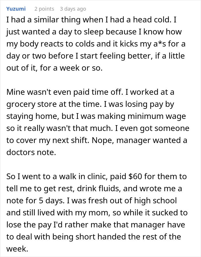 One Sick Day Turns Into Whole Week Off For Employee Who Maliciously Complied With Boss's Request One Sick Day Turns Into Whole Week Off For Employee Who Maliciously Complied With Boss's Request