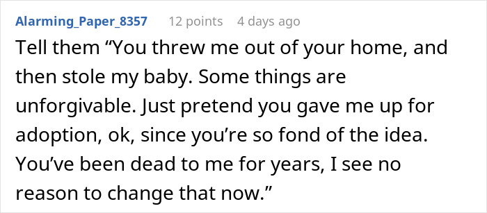 Woman Goes No-Contact With Parents After They “Steal” Her Baby, Now They Want Reconciliation Woman Goes No-Contact With Parents After They “Steal” Her Baby, Now They Want Reconciliation