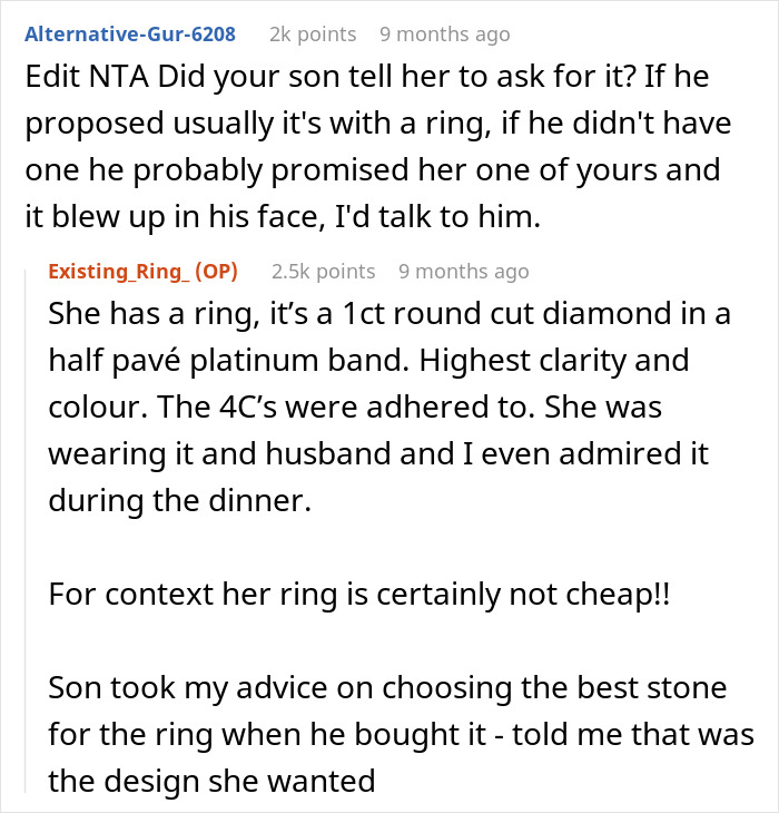 DIL Demands That MIL Give Up Her Emerald Ring As An Heirloom Engagement Ring, Is Told To Get Out DIL Demands That MIL Give Up Her Emerald Ring As An Heirloom Engagement Ring, Is Told To Get Out