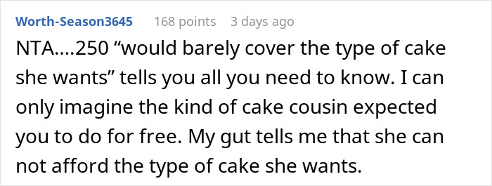 Hobby Baker Offers To Pay $250 Towards Cousin’s Wedding Cake As A Gift, Drama Ensues Hobby Baker Offers To Pay $250 Towards Cousin’s Wedding Cake As A Gift, Drama Ensues