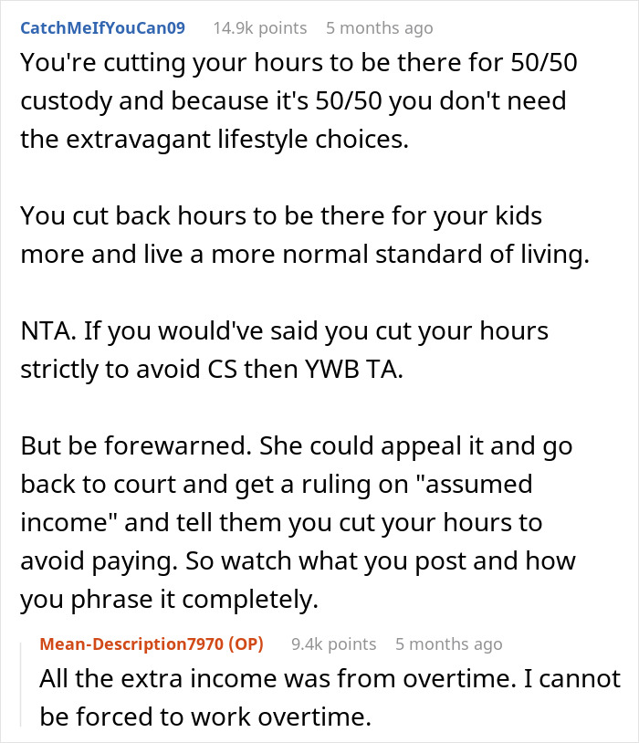 "AITA For Working Less After My Divorce Even Though It Means My Ex Gets Less Child Support?" "AITA For Working Less After My Divorce Even Though It Means My Ex Gets Less Child Support?"