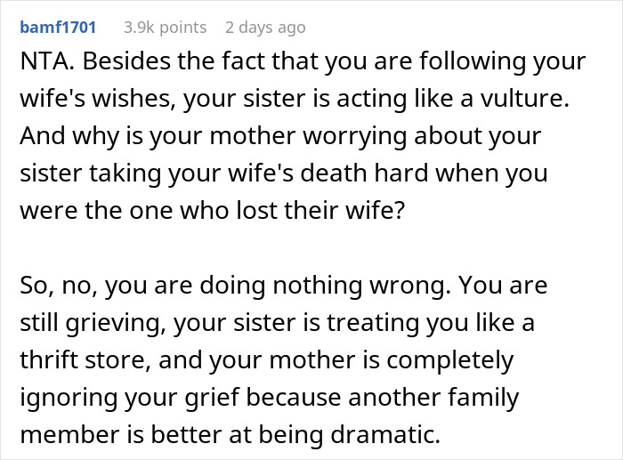 Guy Shocked At Sisters Audacity After His Wife Dies: "She Is A Selfish Cow" Guy Shocked At Sisters Audacity After His Wife Dies: "She Is A Selfish Cow"