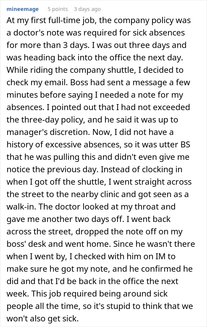 One Sick Day Turns Into Whole Week Off For Employee Who Maliciously Complied With Boss's Request One Sick Day Turns Into Whole Week Off For Employee Who Maliciously Complied With Boss's Request