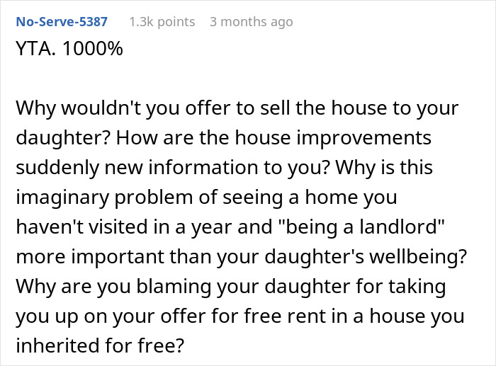 Woman Faces Reality After Parent Wants To Sell Home She’s Been Living Rent-Free In For 2 Years Woman Faces Reality After Parent Wants To Sell Home She’s Been Living Rent-Free In For 2 Years
