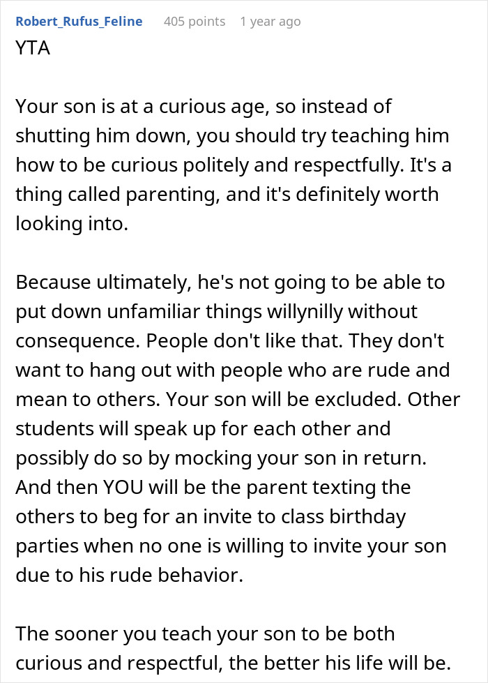 Mother Thinks Her Son Bullying Classmate About Her "Weird" Lunch Is Normal, Gets A Reality Check Mother Thinks Her Son Bullying Classmate About Her "Weird" Lunch Is Normal, Gets A Reality Check