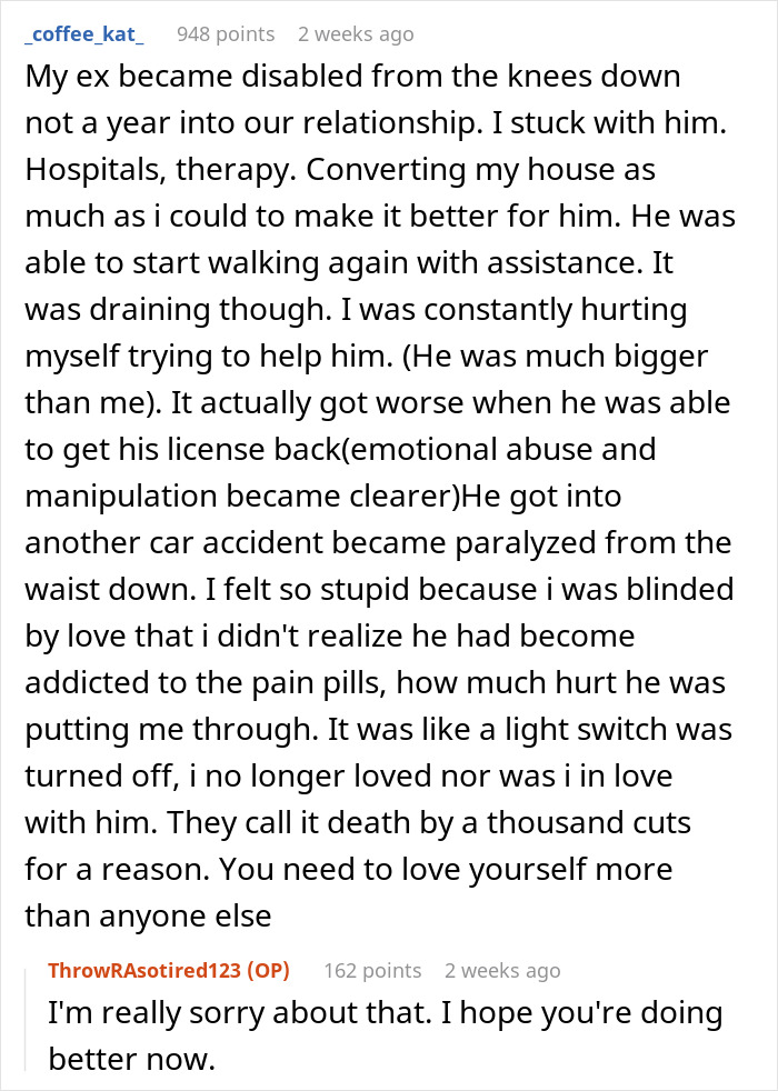 Woman Wonders If Leaving Her Disabled Boyfriend Would Make Her A Bad Person Woman Wonders If Leaving Her Disabled Boyfriend Would Make Her A Bad Person