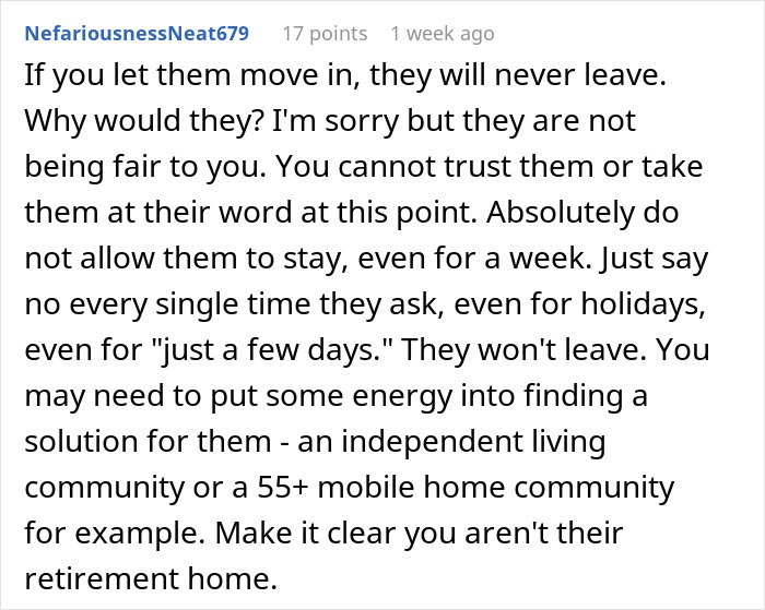 Woman Refuses To Take In Her Parents After They Regretted Pursuing Their Dream, Is Called Selfish Woman Refuses To Take In Her Parents After They Regretted Pursuing Their Dream, Is Called Selfish